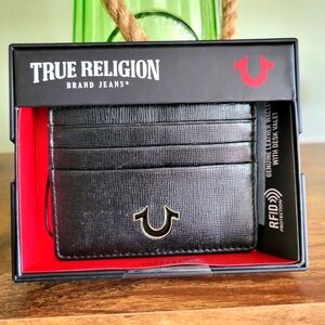 SALE 50 % OFF ALREADY MARKED True Religion Leather Black Key Card Holder